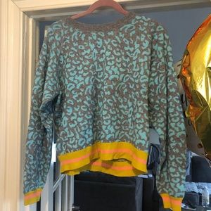 Free People Leopard Sweater Colorblock